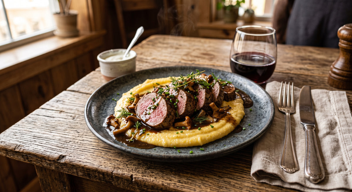 Carne de cordero tierna, polenta aterciopelada y una profunda salsa de tomillo. Este es el plato para una noche que no se olvida.