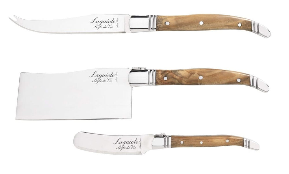 Cuchillos para queso Laguiole Style De Vie Luxury Line Madera de olivo 3 piezas