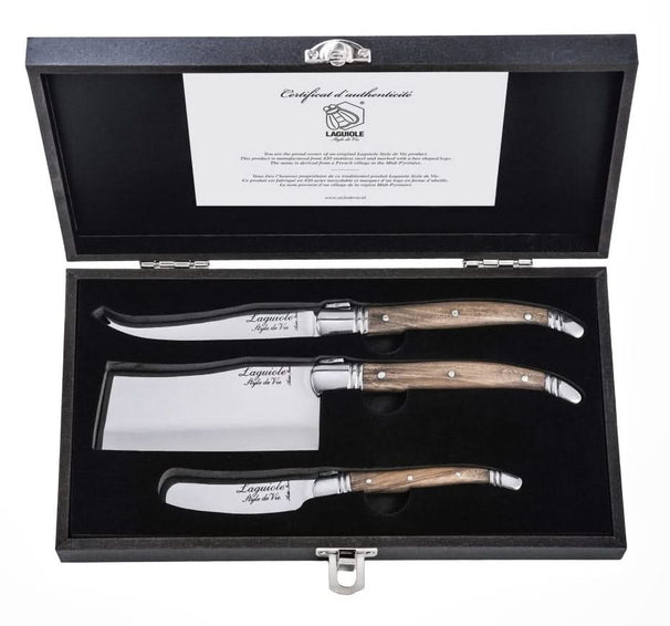 Cuchillos para queso Laguiole Style De Vie Luxury Line Madera de olivo 3 piezas