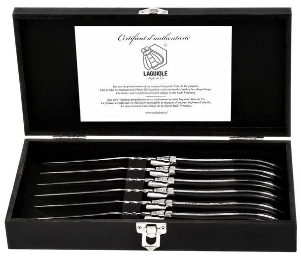 Cuchillos para steak Laguiole Style de Vie Luxury Line Negro Ébano - 6 piezas