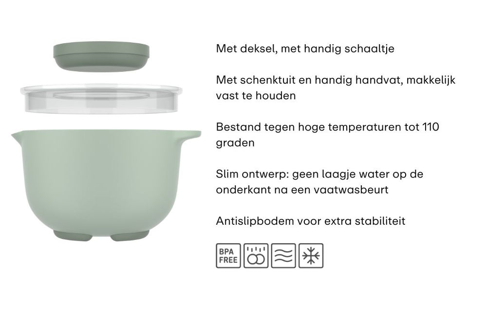 Mepal Mixing Bowl Set Chef It Nordic Sage 2-piece - Mixing Bowl with Lid 3 liters + Spatula