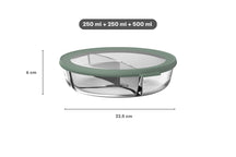 Mepal Glass Food Storage Container Cirqula Nordic Sage 3-Compartment - 1 liter