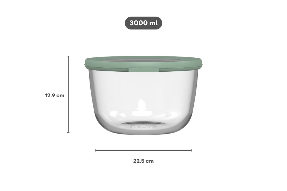 Mepal Glass Food Storage Container Cirqula Nordic Sage Round - 3 liters