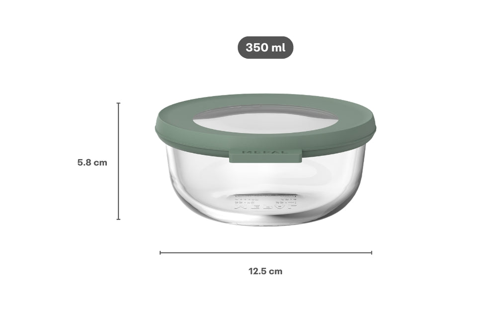 Mepal Glass Food Storage Container Cirqula Nordic Sage Round - 350 ml