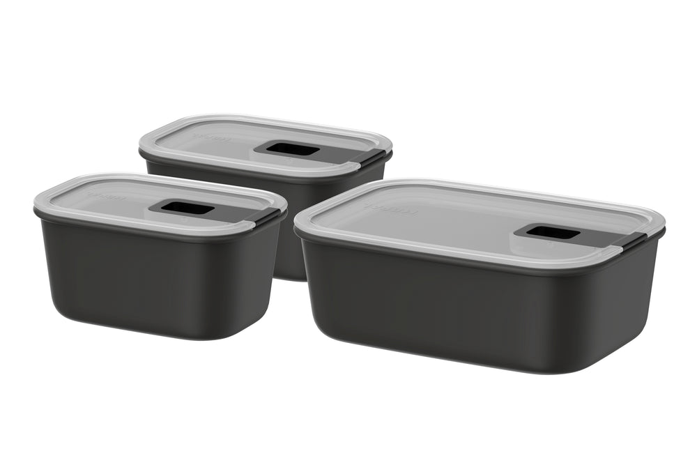 Mepal Food Storage Containers EasyClip Nordic Black 3-piece - 2x 450 ml + 1 liter