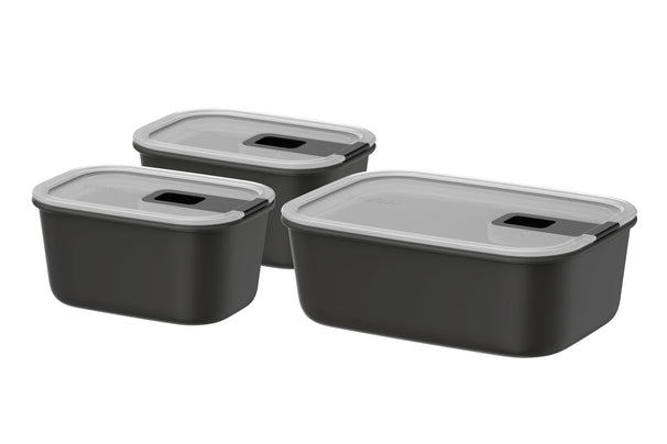 Mepal EasyClip recipientes de conservación Nordic Black 3 piezas - 2x 450 ml + 1 litro