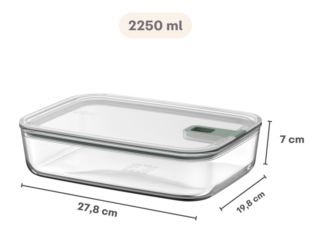 Mepal Fuente de horno / Fuente para lasaña con tapa EasyClip Nordic Sage - Vidrio - 2.25 litros