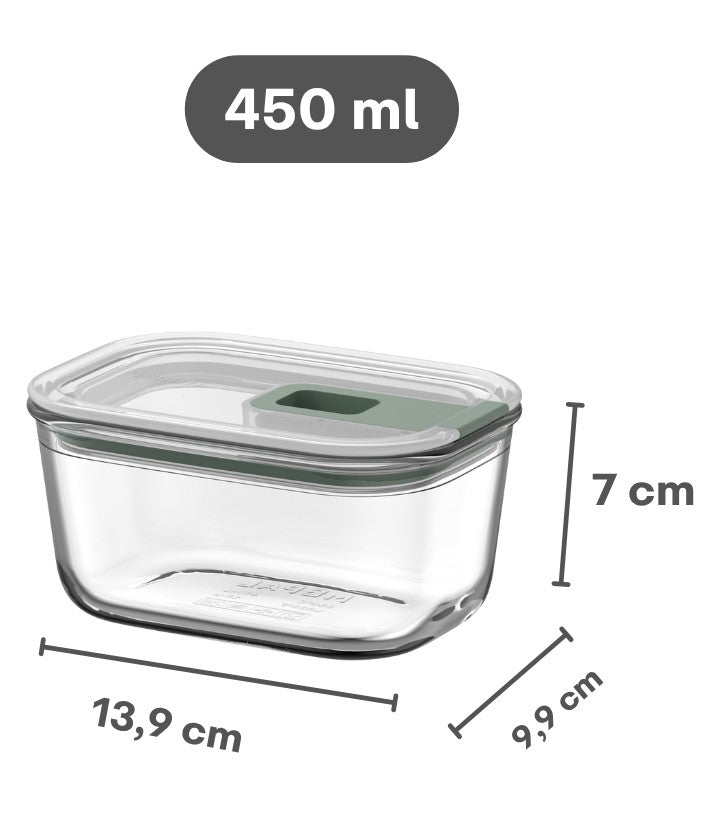 Mepal Glass Food Storage Container EasyClip Nordic Sage - 450 ml