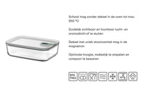 Mepal Fuente de horno / Fuente para lasaña con tapa EasyClip Nordic Sage - Vidrio - 2.25 litros