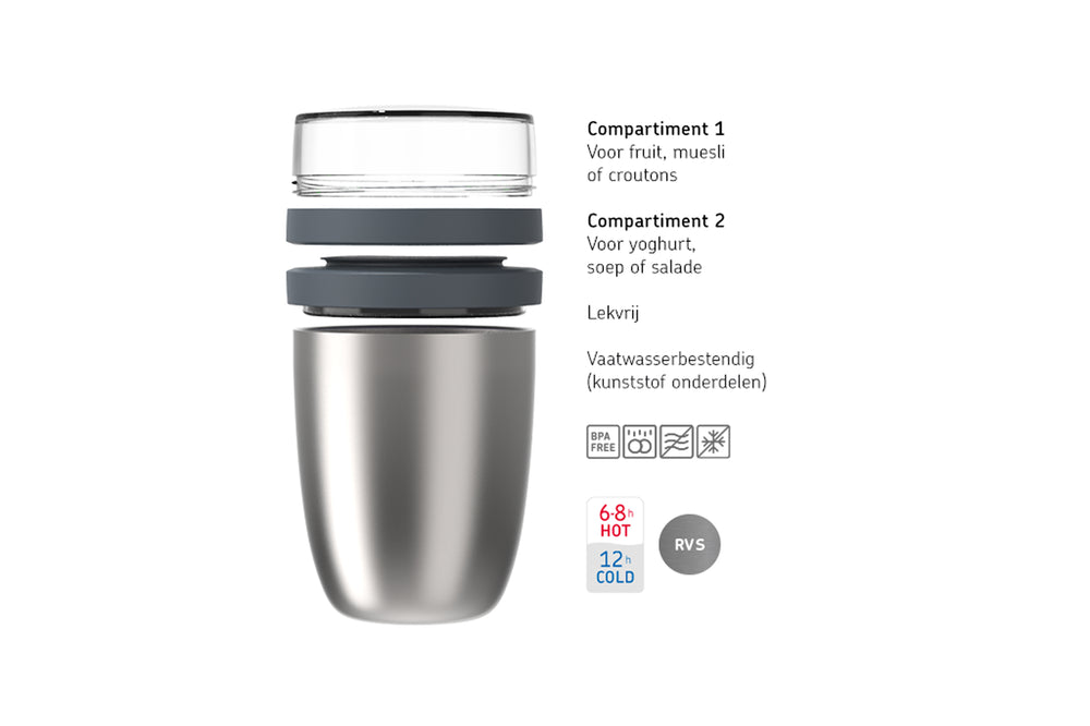 Mepal Thermos Yoghurt Cup / Lunch Pot Ellipse Nordic Sage - 500 ml + 200 ml