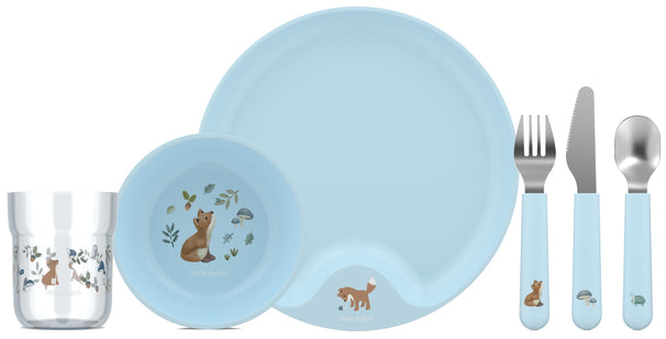 Mepal Children's Dinnerware Set Mio Forest Friends 6-Piece - With cutlery, plate, bowl and glass