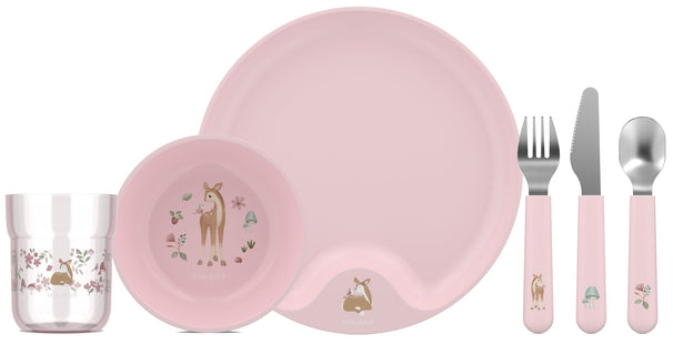 Mepal Children's Dinnerware Set Mio Fairy Garden 6-Piece - With cutlery, plate, bowl and glass