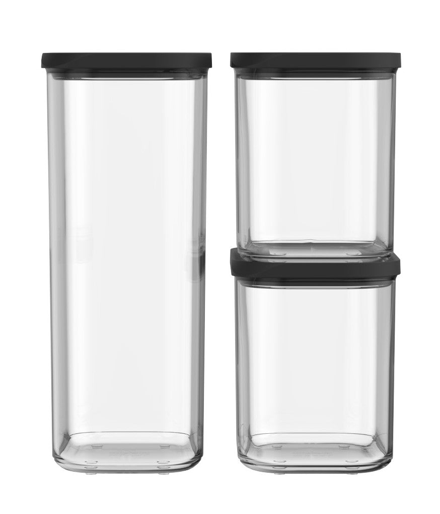 Mepal Modula Storage Jars Set Black 3-Piece