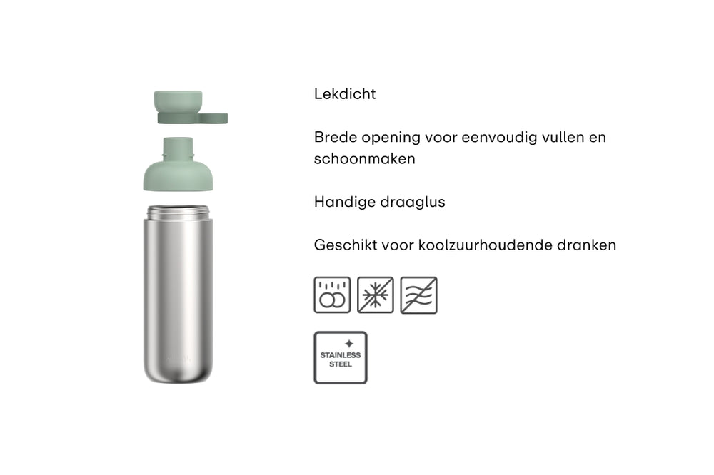 Mepal Water Bottle Vita Nordic Sage - Stainless Steel - 700 ml