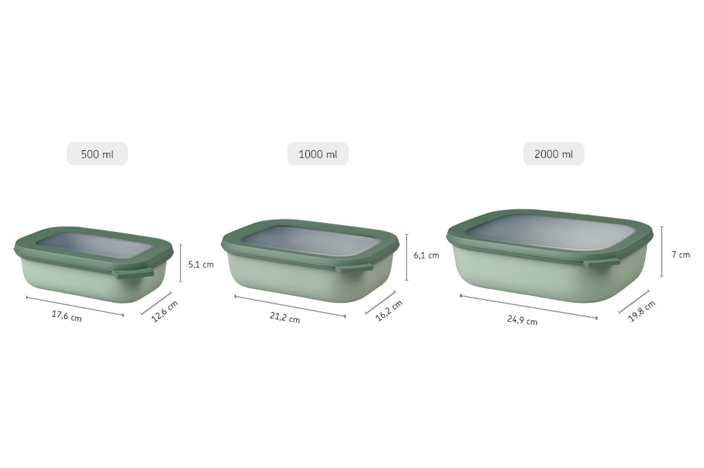 Mepal Contenedores de alimentos Cirqula Nordic Black Rectangulares 3 piezas - 500 ml + 1 litro + 2 litros