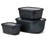 Mepal Contenedores de alimentos Cirqula Nordic Black Rectangular 3-piezas - 750 ml + 1.5 litros + 3 litros