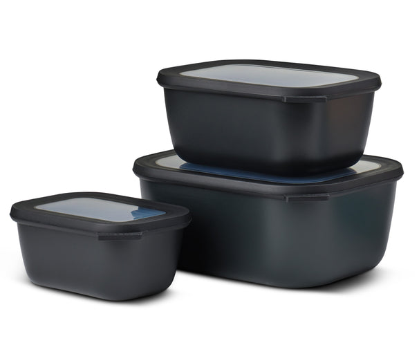 Mepal Contenedores Cirqula Nordic Black Rectangulares 3 piezas - 750 ml + 1.5 litros + 3 litros