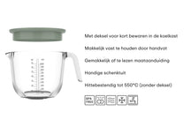 Mepal Glass Measuring Cup Chef It Chalk - with Lid - 1 liter
