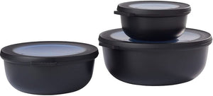 Mepal Contenedores Cirqula Nordic Black Redondos 3 piezas - 350 ml + 750 ml + 1.25 litros