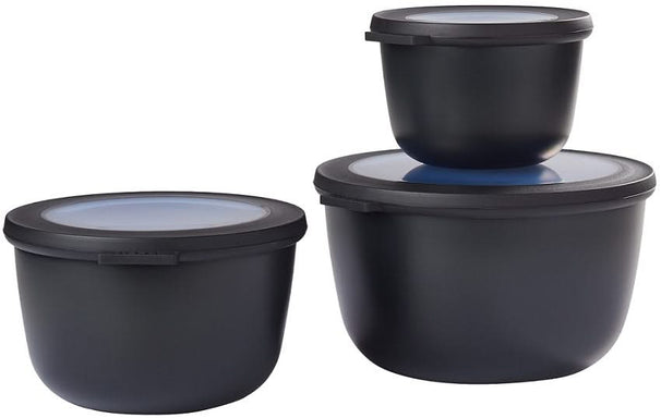 Mepal Contenedores Cirqula Nordic Black Redondo 3 piezas - 500 ml + 1 litro + 2 litros