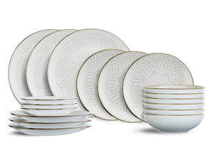 Juego de vajilla Cosy & Trendy Murano 18 piezas / 6 personas - 6 platos de cena, 6 platos de desayuno y 6 platos hondos