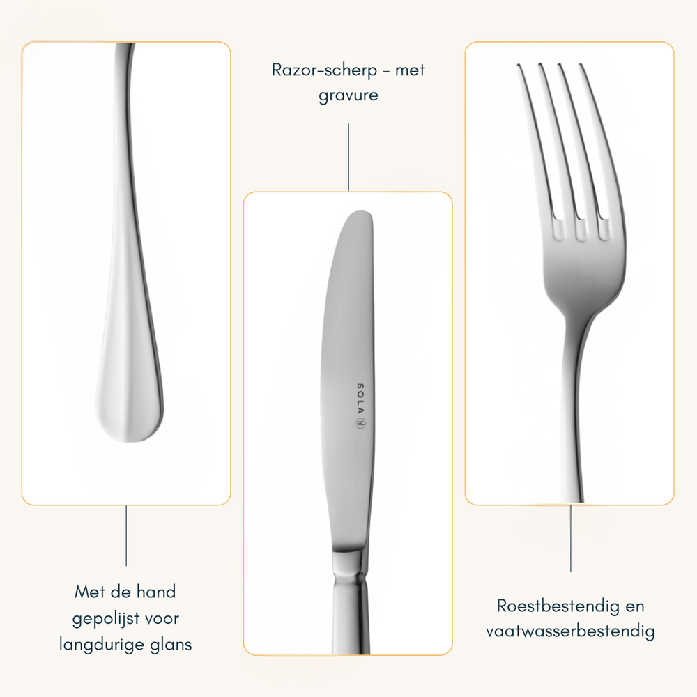 Sola Cutlery Set Dutch Smooth - 18/10 Stainless Steel - 100 pieces / 12 people