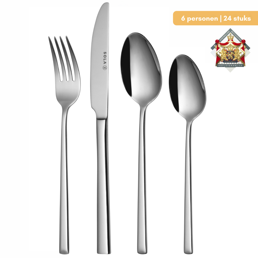 Sola Cutlery Set Luxor - 18/10 Stainless Steel - 24 pieces / 6 people