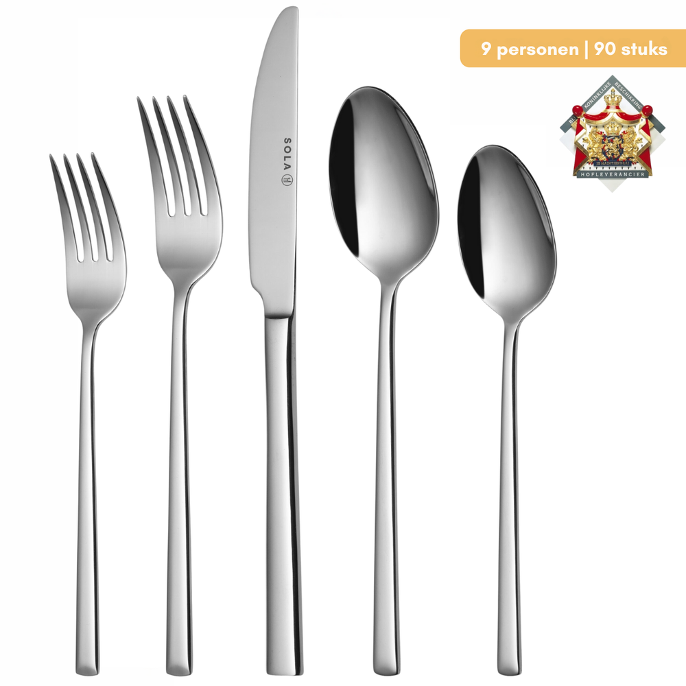 Sola Cutlery Set Luxor - 18/10 Stainless Steel - 90 pieces / 9 people
