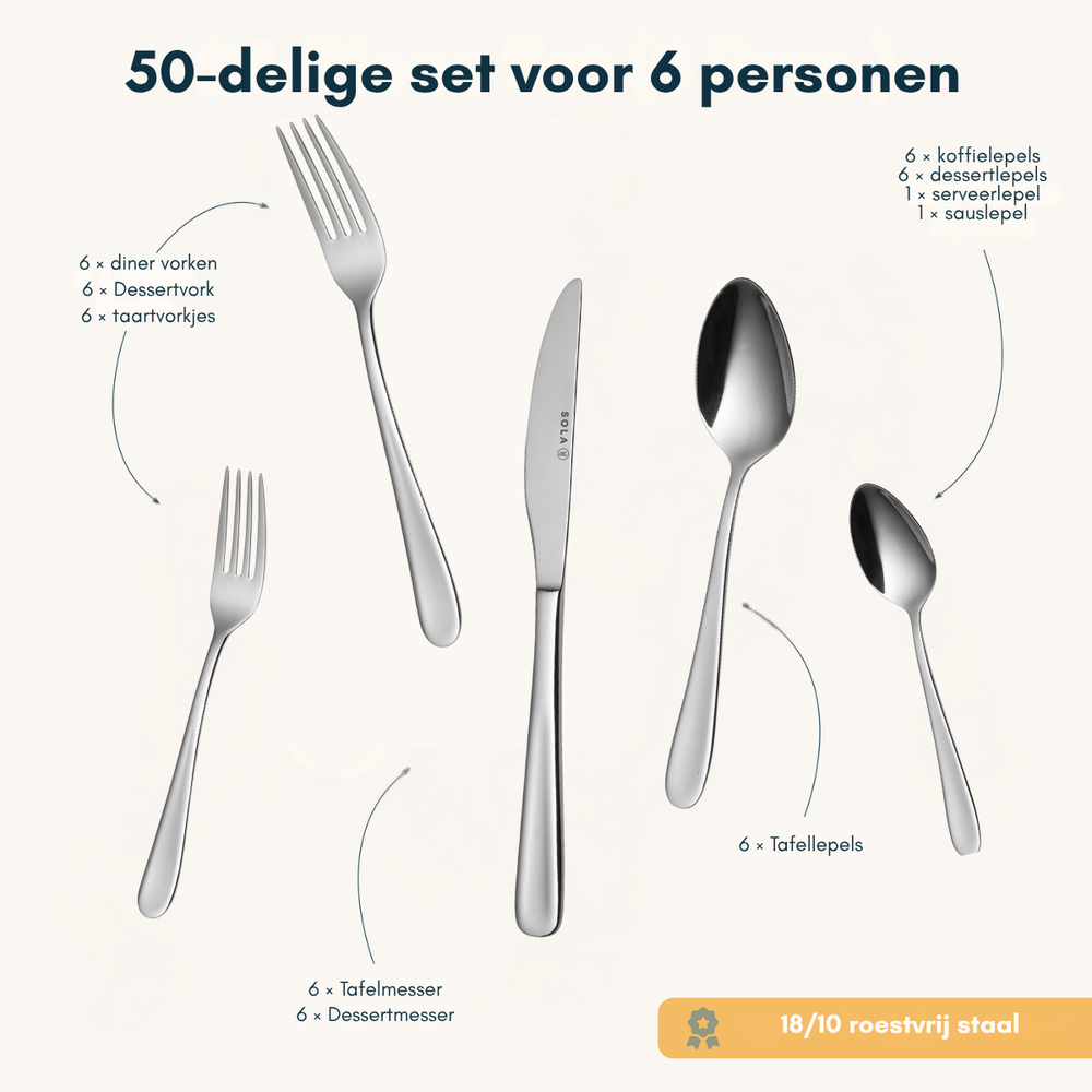 Sola Cutlery set Florence - 50 pieces / 6 people