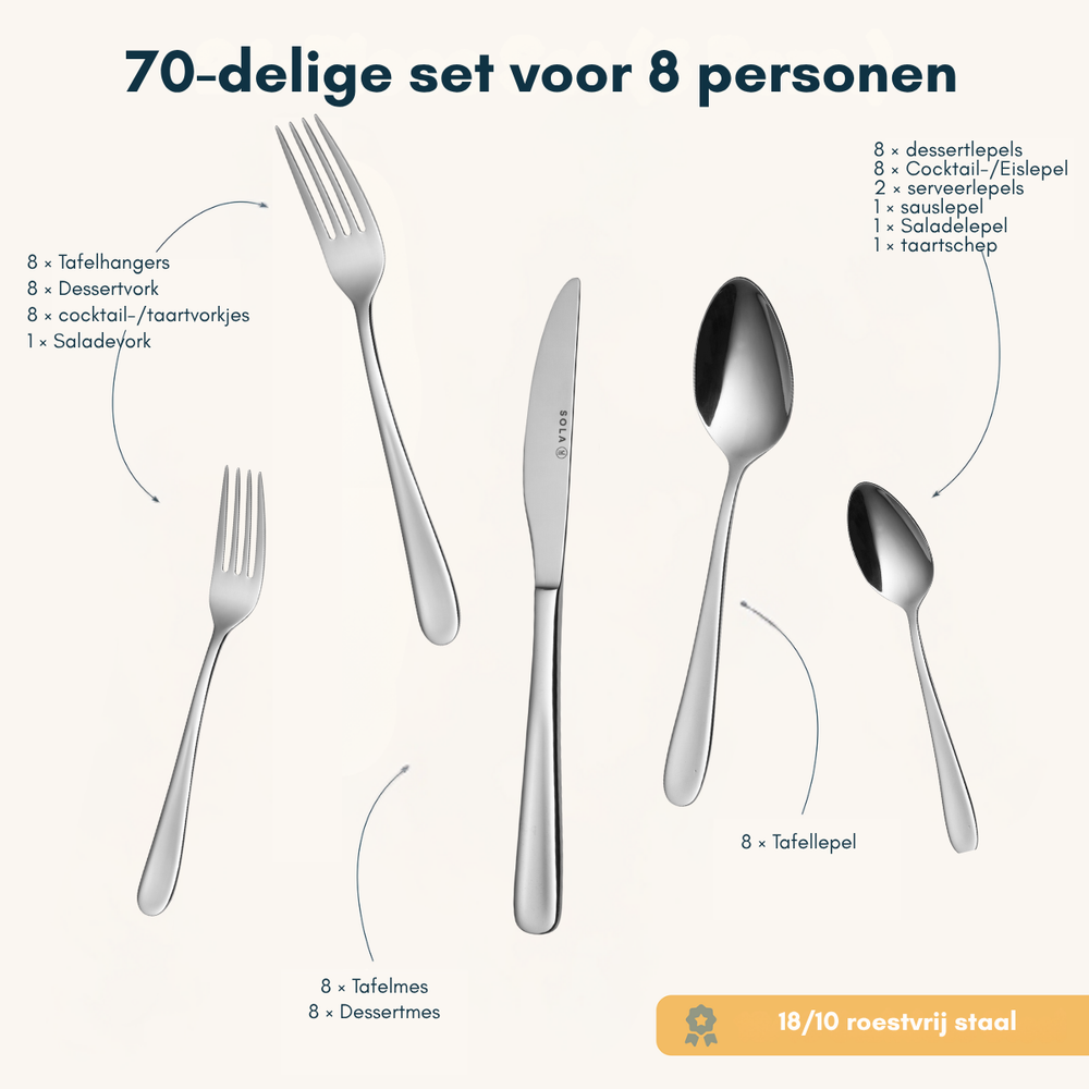 Sola Cutlery set Florence - 70 pieces / 8 people
