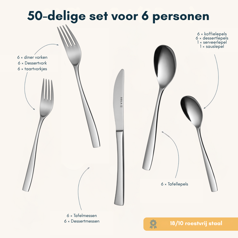 Sola Cutlery set Lotus - 50 pieces / 6 persons