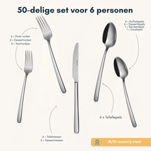 Sola Cutlery Set Danube - 18/10 Stainless Steel - 50 pieces / 6 people