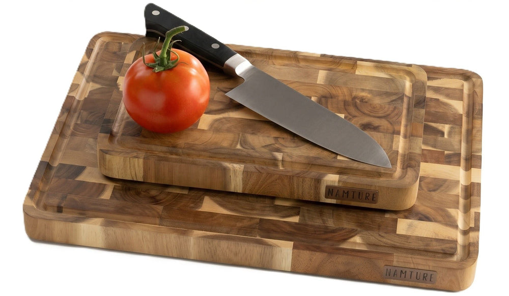 Namture Cutting Board Set Acacia End Grain 2-piece - M & XL - Wooden Cutting and Preparation Boards