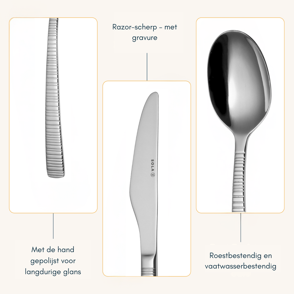 Sola Cutlery Set Bali - 18/10 Stainless Steel - 100 pieces / 12 people