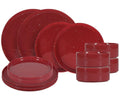 ONA Dinnerware Set Fika Burgundy 12-piece / 4 persons - 4 dinner plates, 4 breakfast plates and 4 bowls