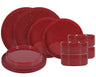 ONA Dinnerware Set Fika Burgundy 12-piece / 4 persons - 4 dinner plates, 4 breakfast plates and 4 bowls