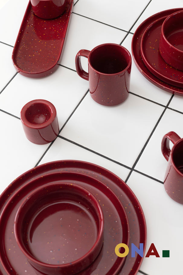 ONA Tazas Fika Burgundy 330 ml - 4 piezas