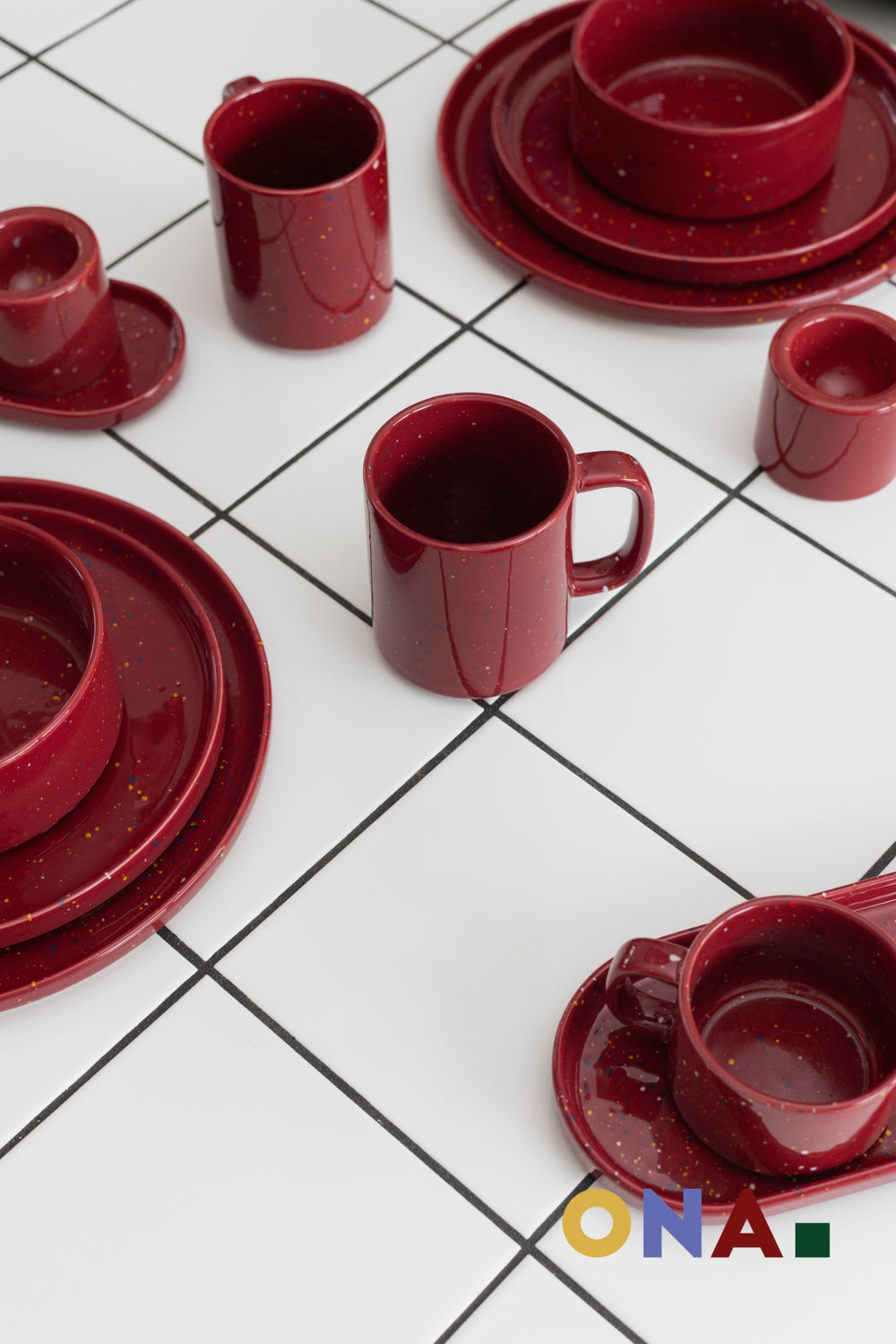 ONA Mugs Fika Burgundy 330 ml - set of 4