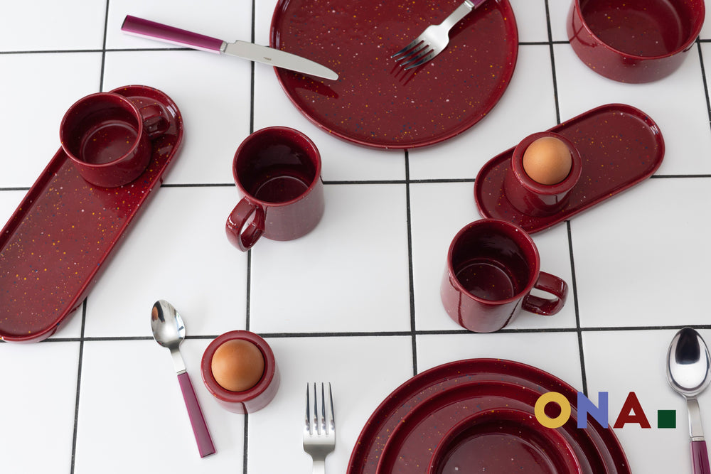 ONA Dinner Plates Fika Burgundy ø 25 cm - Set of 4