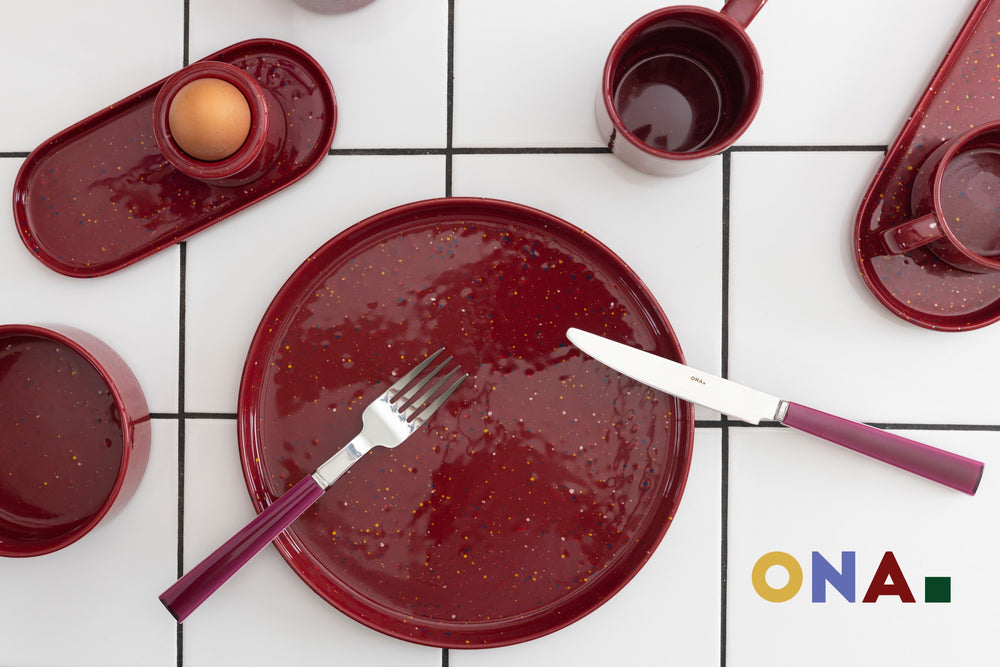 ONA Dinner Plates Fika Burgundy ø 25 cm - Set of 4