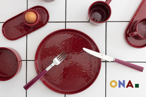 ONA Dinner Plates Fika Burgundy ø 25 cm - Set of 4