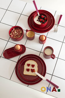 ONA Dinner Plates Fika Burgundy ø 25 cm - Set of 4