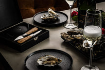 Laguiole Style de Vie Oyster Knives with Oyster Holder Luxury Line Olive Wood