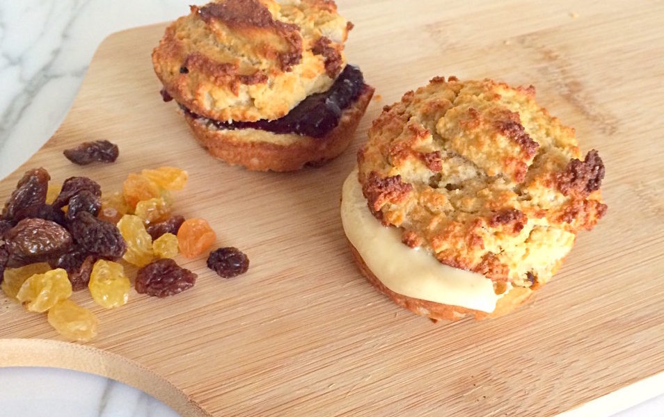 Gluten-free rolls with almond, coconut and raisins for a healthy start to the day
