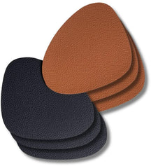 Cookinglife Coasters - Vegan leather - Black / Cognac - Organic - double-sided - 13 x 11 cm - 6 pieces