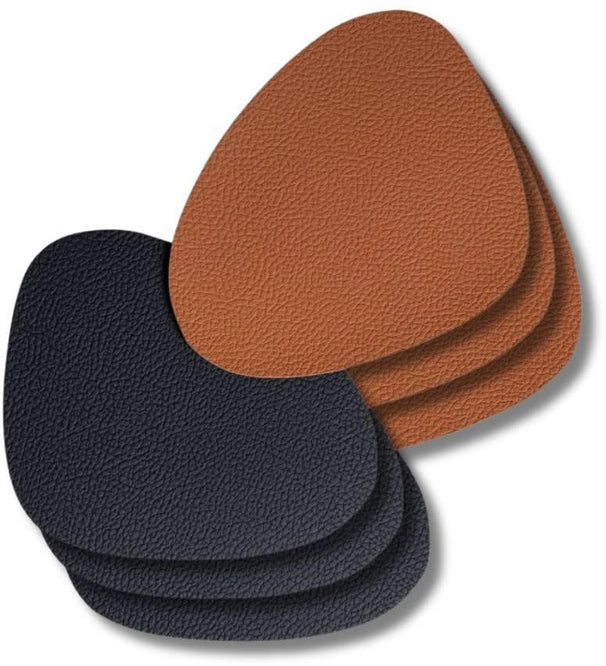 Posavasos - Cuero vegano - Negro / Cognac - Orgánico - reversible - 13 x 11 cm - 6 unidades - Cookinglife
