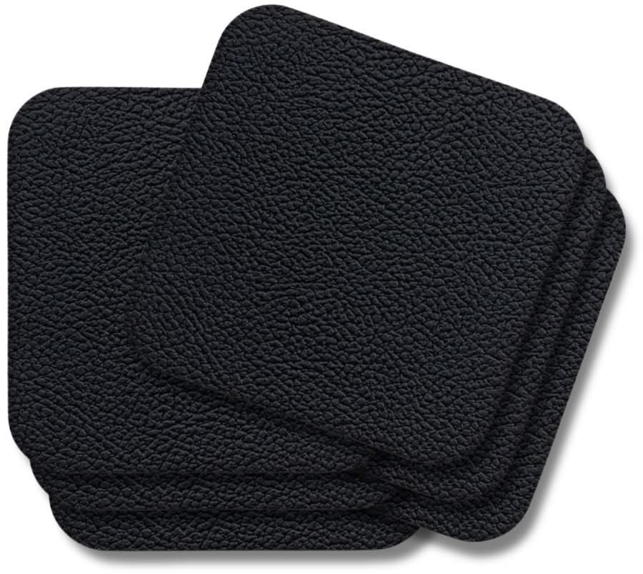 Cookinglife Coasters - Vegan leather - Black - 10 x 10 cm - 6 pieces