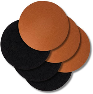 Posavasos Cookinglife - Cuero vegano - Negro / Cognac - reversible - ø 10 cm - 6 unidades