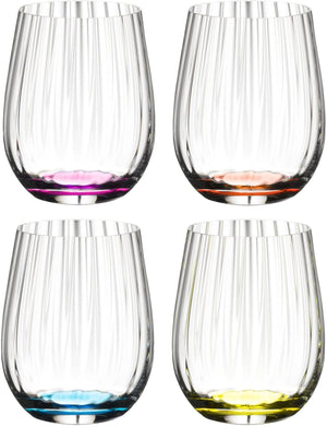 Vaso tumbler óptico Happy O Riedel - con estrías - 337 ml - 4 piezas