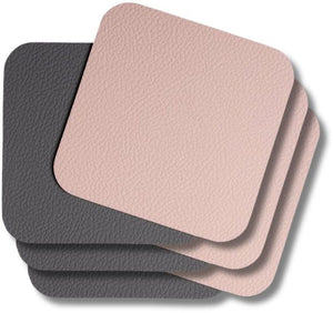 Posavasos - Cuero vegano - Gris / Rosa - reversible - 10 x 10 cm - 6 unidades - Cookinglife